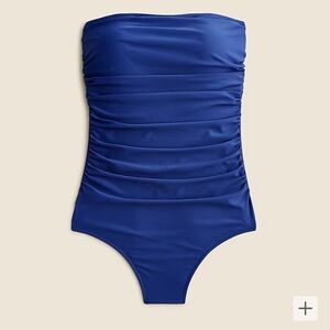 NWT JCrew Ruched bandeau one-piece swimsuit color harbor view blue